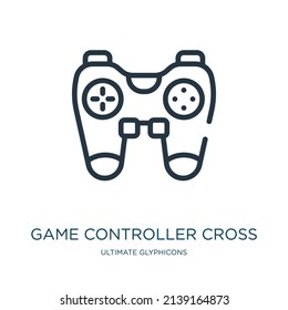 game controller cross thin line icon. play, controller linear icons from ultimate glyphicons concept isolated outline sign. Vector illustration symbol element for web design and apps.