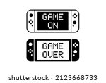 Game controller design template icon. Nintendo Switch. Gamepad. Game On. Game Over.