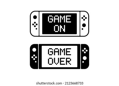 Game controller design template icon.  Gamepad. Game On. Game Over.