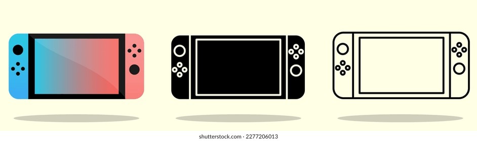 Game controller design template icon. Nintendo Switch. Gamepad,vector illustration.web icon.vector illustration with outline created on march 19, 2023 in agadir, Morocco.