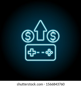 Game controller, donate blue neon icon. Simple thin line, outline vector of esport icons for ui and ux, website or mobile application