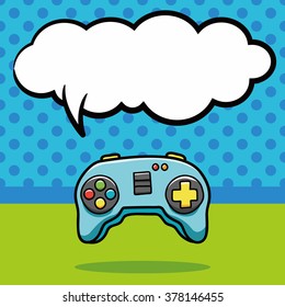 game controller doodle, speech bubble