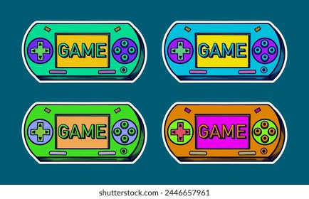 Game Controller Doodle Sticker Illustration with Retro Style