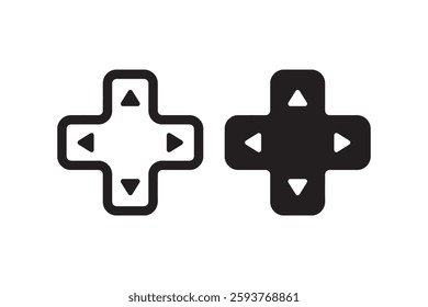 Game Controller D-Pad Icon Set in Black and White Vector