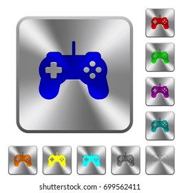 Game controller engraved icons on rounded square glossy steel buttons