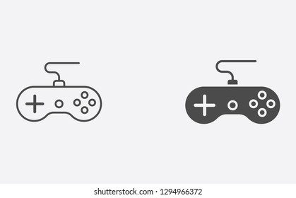 Game controller filled and outline vector icon sign symbol