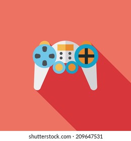 Game controller flat icon with long shadow