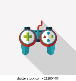 Game controller flat icon with long shadow