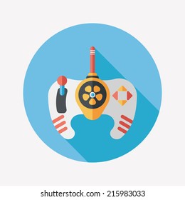 Game controller flat icon with long shadow