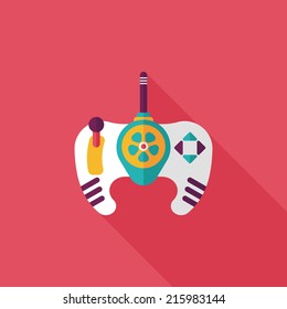 Game controller flat icon with long shadow