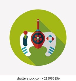 Game controller flat icon with long shadow