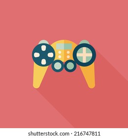 Game controller flat icon with long shadow