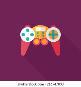 Game controller flat icon with long shadow