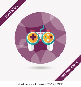 Game controller flat icon with long shadow