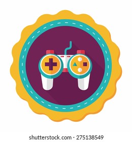 Game controller flat icon with long shadow