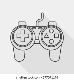 Game controller flat icon with long shadow, line icon