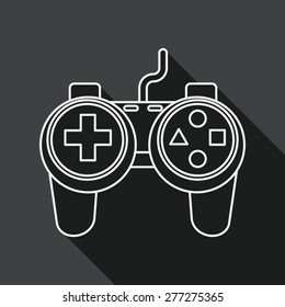 Game controller flat icon with long shadow, line icon