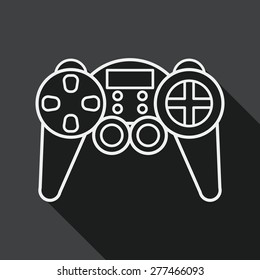 Game controller flat icon with long shadow, line icon