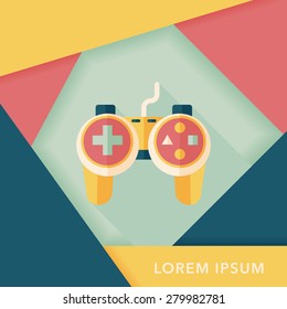 Game controller flat icon with long shadow