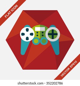 Game controller flat icon with long shadow,eps10
