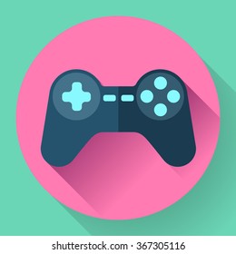 Game controller flat icon with long shadow.