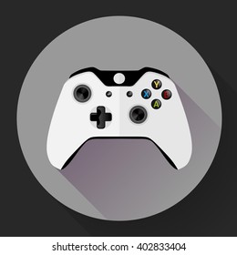 Game controller flat icon with long shadow.