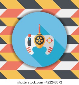 Game controller flat icon with long shadow