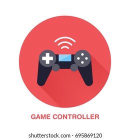 Game controller flat style icon. Wireless technology, device sign. Vector illustration of communication equipment for electronics store.