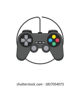 Game controller or gamepad in flat style. Joystick icon isolated on white background. Control console for video games. Vector illustration EPS 10.