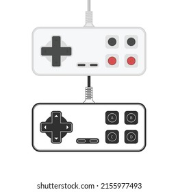 Controlador de juego o gamepad en estilo plano. Icono de joystick aislado en fondo blanco. Control de consola para videojuegos. Ilustración del vector EPS 10.