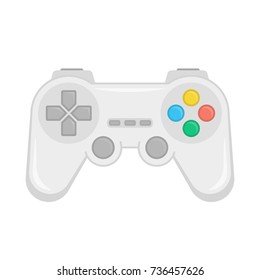 Game controller / gamepad in flat style. Joystick icon isolated on white background. Control console for video games. Vector illustration EPS 10.