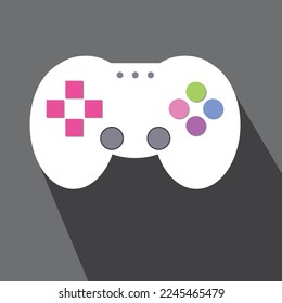Game controller, gamepad, joystick flat style vector design. element. Illustration drawing object, logo, icon, symbol isolated on gray background.