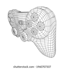 Game controller or gamepad for video games. Wireframe low poly mesh vector illustration.