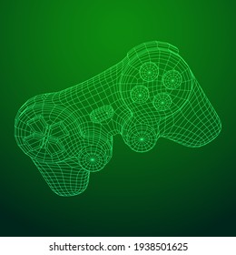 Game controller or gamepad for videogames. Wireframe low poly mesh vector illustration.