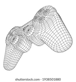 Game controller or gamepad for videogames. Wireframe low poly mesh vector illustration.