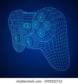 Game controller or gamepad for videogames. Wireframe low poly mesh vector illustration.