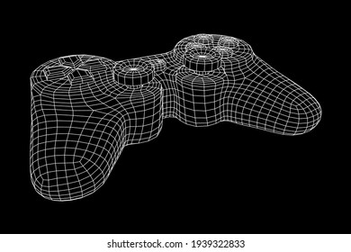 Game controller or gamepad for videogames. Wireframe low poly mesh vector illustration.