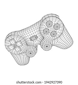 Game controller or gamepad for videogames. Wireframe low poly mesh vector illustration.