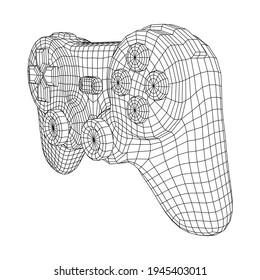 Game controller or gamepad for videogames. Wireframe low poly mesh vector illustration.