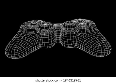 Game controller or gamepad for videogames. Wireframe low poly mesh vector illustration.