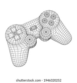 Game controller or gamepad for videogames. Wireframe low poly mesh vector illustration.