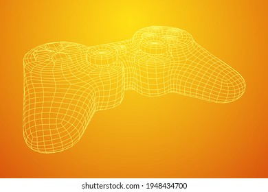 Game controller or gamepad for videogames. Wireframe low poly mesh vector illustration.