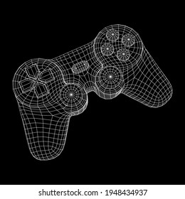 Game controller or gamepad for videogames. Wireframe low poly mesh vector illustration.