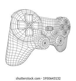 Game controller or gamepad for videogames. Wireframe low poly mesh vector illustration.