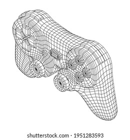Game controller or gamepad for videogames. Wireframe low poly mesh vector illustration.