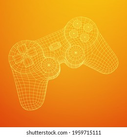 Game controller or gamepad for videogames. Wireframe low poly mesh vector illustration.
