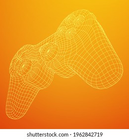 Game controller or gamepad for videogames. Wireframe low poly mesh vector illustration.