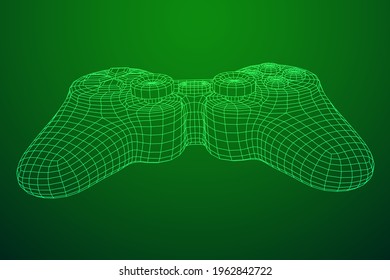 Game controller or gamepad for videogames. Wireframe low poly mesh vector illustration.