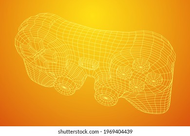 Game controller or gamepad for videogames. Wireframe low poly mesh vector illustration.