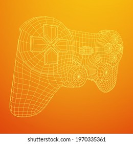 Game controller or gamepad for videogames. Wireframe low poly mesh vector illustration.